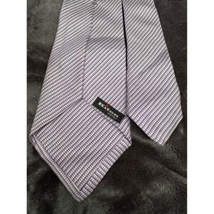 Vintage Kiton Napoli 7 Fold Silk Tie Purple Stripe Geometric Italy Untipped